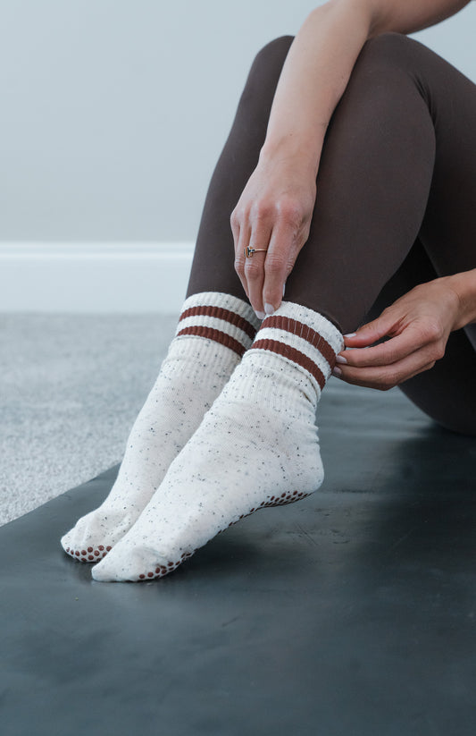 Brown Crew Grip Sock